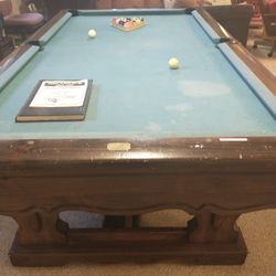 Pool Table With Leather Pockets