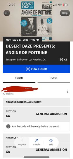 Angine de Poitrine - Teragram Ballroom, Los Angeles - 8/17 - 2 TICKETS