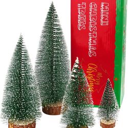 BRAND NEW IN BOX Bottle Brush Trees Christmas Decor, Small Mini Christmas Trees for Tabletop, Christmas Decorations for Indoor Kitchen Village Table C