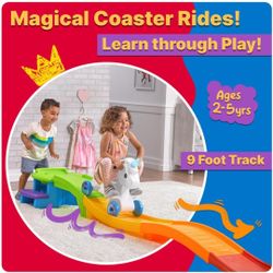 Step2 Unicorn Up & Down Roller Coaster Kids Ride On Toy, Push Car, Indoor/Outdoor Playset, Made of Durable Plastic, Max Weight 50 lbs., For Toddlers 2