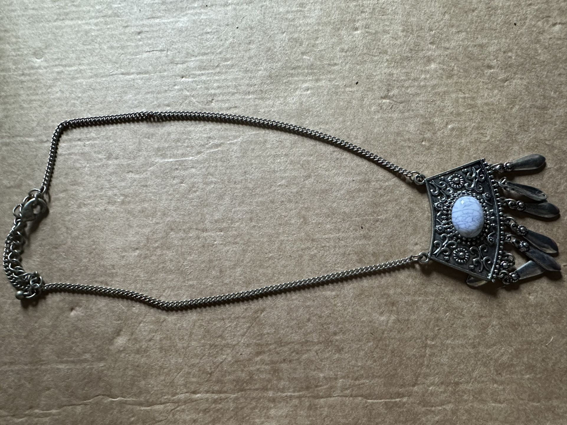 Metal Pendant With Stone Setting. Vintage 80’s