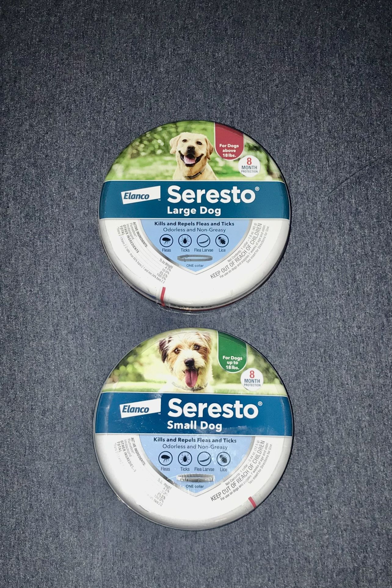 🐶 NEW!! 2 Seresto® Genuine Collars - 1 Small Dog Collar & 1 Large Dog Collar