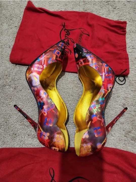 Authentic Christian Louboutin Hot Chick Multicolor 100mm Size 42 NEW! NO BOX 👠👠👠