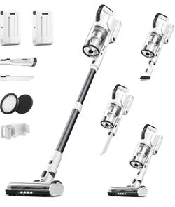 Klarpul Cordless Vacuum Cleaner, 2 Batteries 140 Mins Runtime 600W 50Kpa Stick Vacuum Cordless, Self-Standing Vacuum Cleaners for Home with 2.5H Fast 