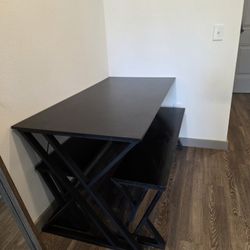 Space-Saving Black Dining Table Set with 2 Benches