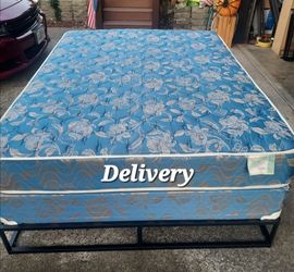 Queen Mattress and box springs with metal frame