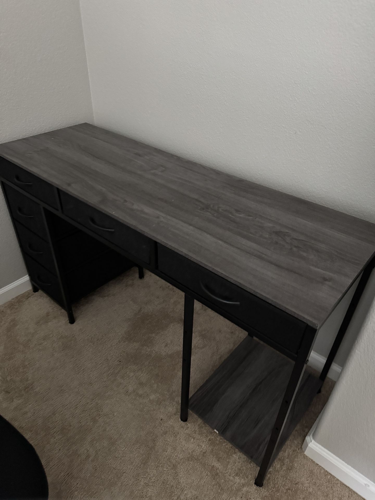 Gray Wooden desk w/frabric drawers