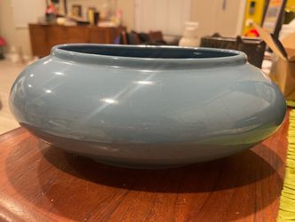 Vintage Maurice of California Pottery Oval Planter Blue Glaze 10-1/4”