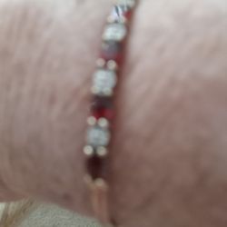 Bracelet Yellow Gold With Diamonds And Garnets 