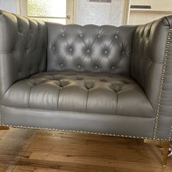 Grey Leather Sofa Chair 