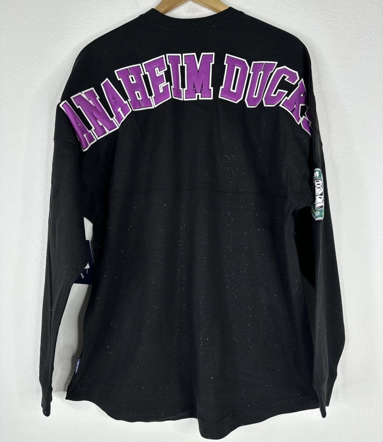Anaheim Ducks Spirit Jersey Sparkle Crew Neck Shirt Womens Black NEW