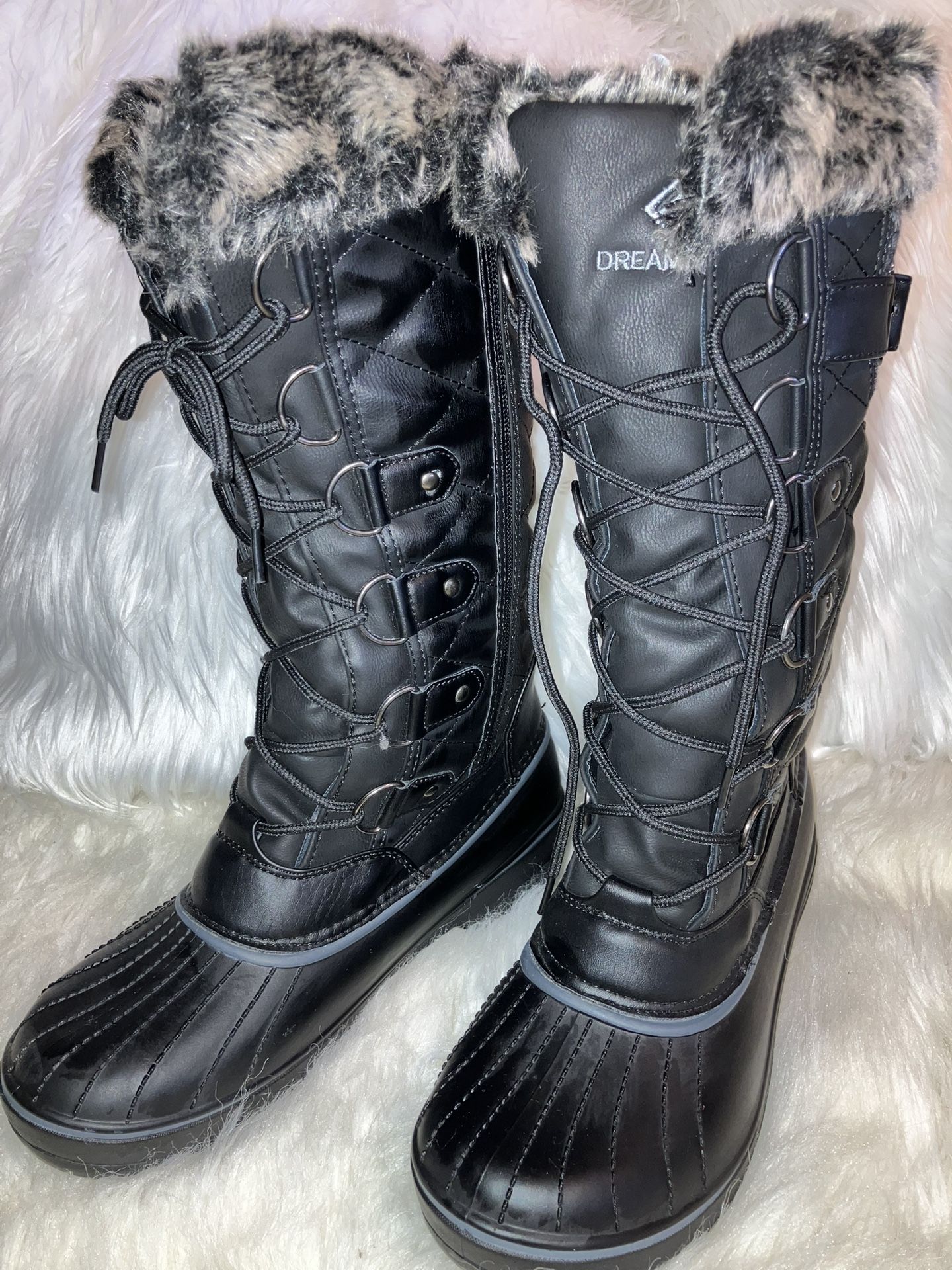 Dream Pairs Women's Warm Faux Fur Lined Mid Calf Winter Waterproof Snow Boots