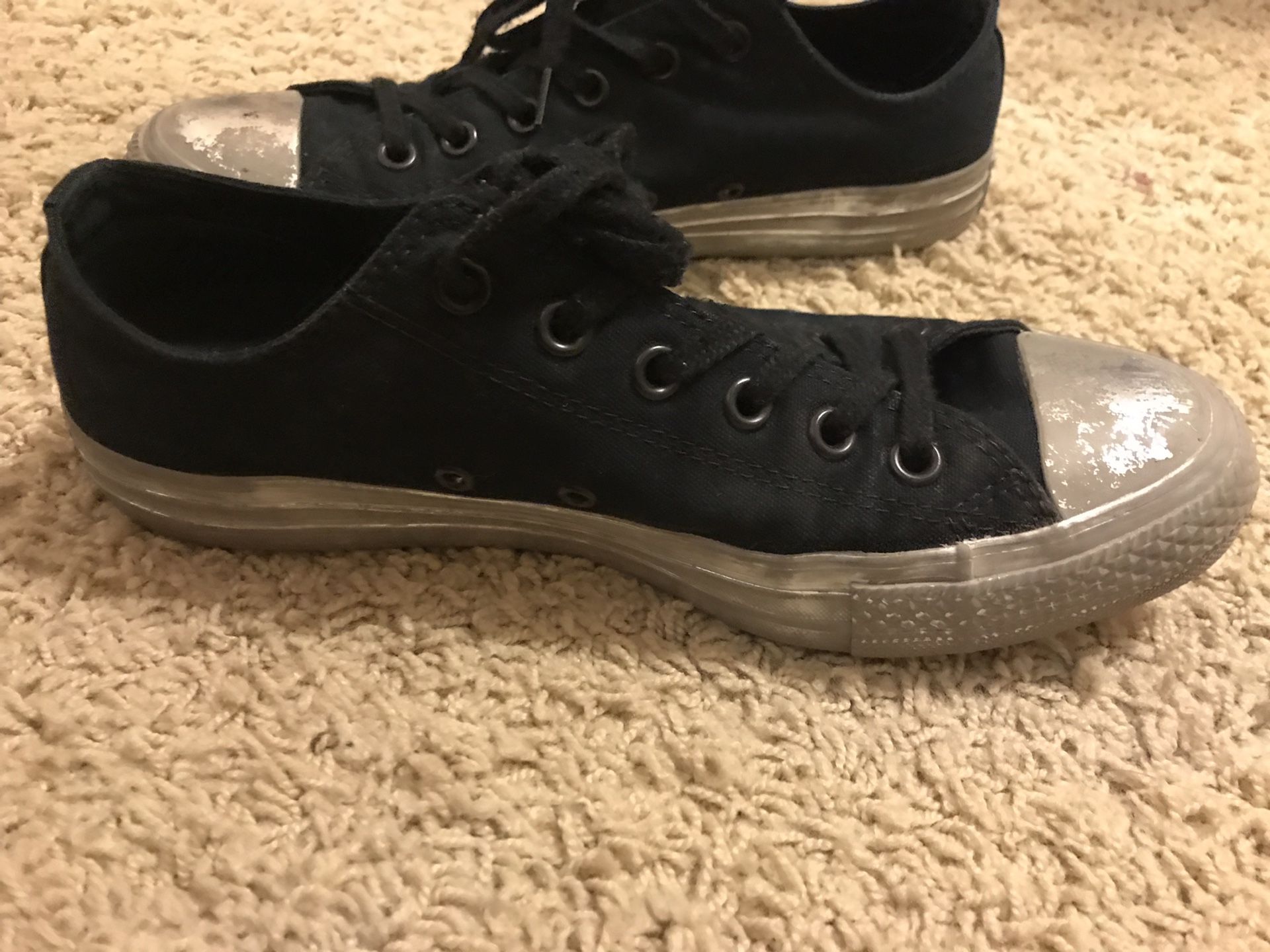 Black Converse with silver rubber
