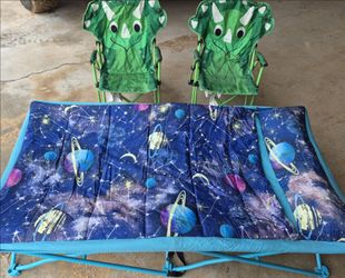 Kids chairs. Portable toddler bed