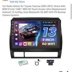 Car Radio Stereo for Toyota Tacoma 2005-2015: 4Core 64G ROM 9 Inch 1280 * 800 HD Touch Screen Ultra Replacement Android 13 CarPlay Auto Bluetooth 5G W