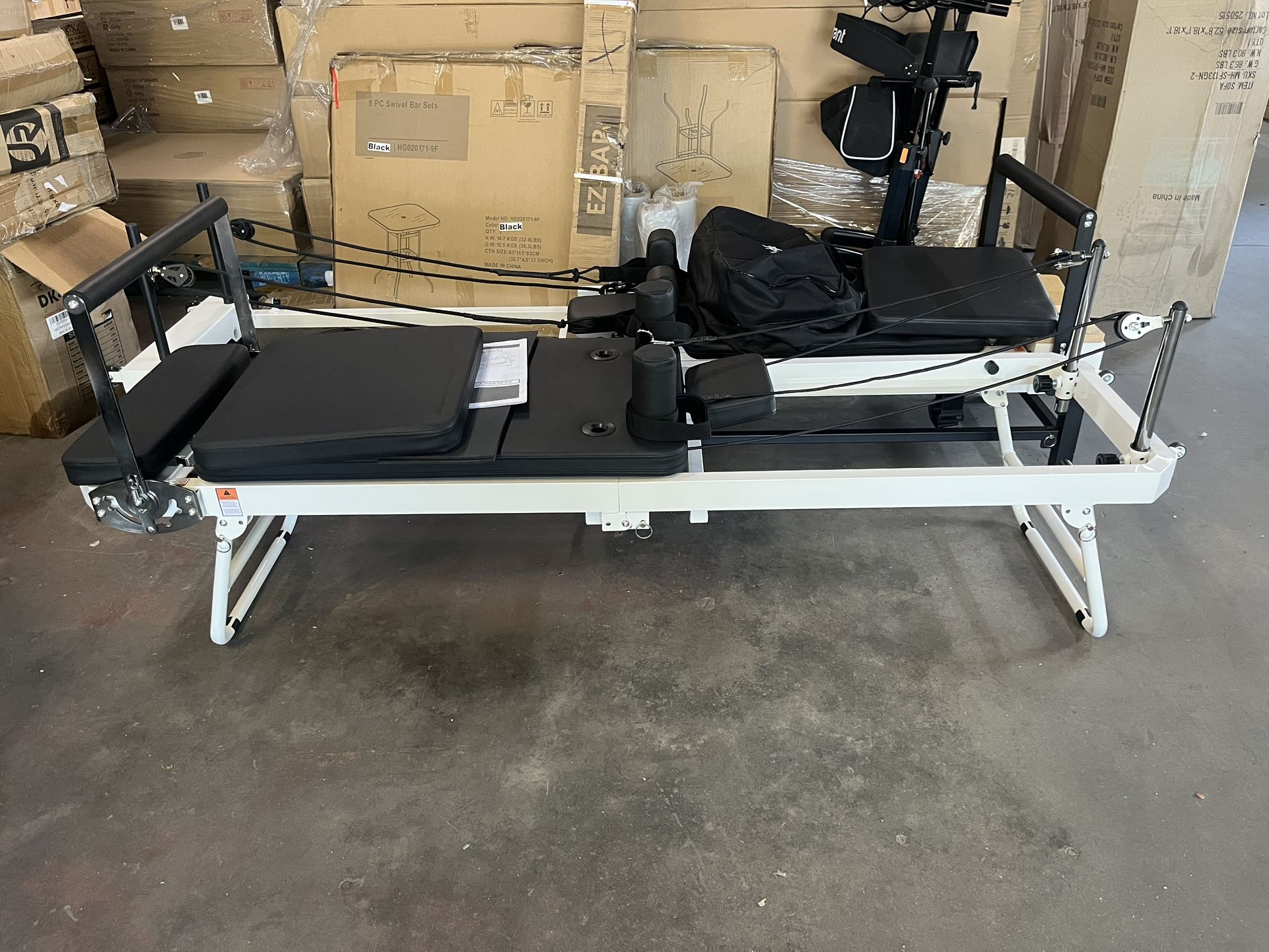 Pilates Reformer, 75" Foldable Reformer Pilates Machine Equipment for Home Use and Gym Workout Up to 400LBS with Dual Resistance- Springs and Cords an