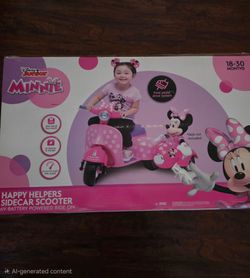 6V Disney Minnie Mouse Happy Helpers Scooter with Sidecar Ride-On Toy