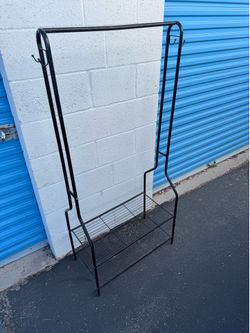 Metal Clothes Rack With Shoe Shelves