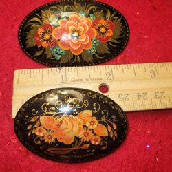 Your Choice Hand Painted Signed Russian  Lacquered  Brooch