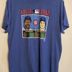 MLB Jam Dawson Sandberg Chicago Cubs Homage T-Shirt Mens Large Blue Baseball