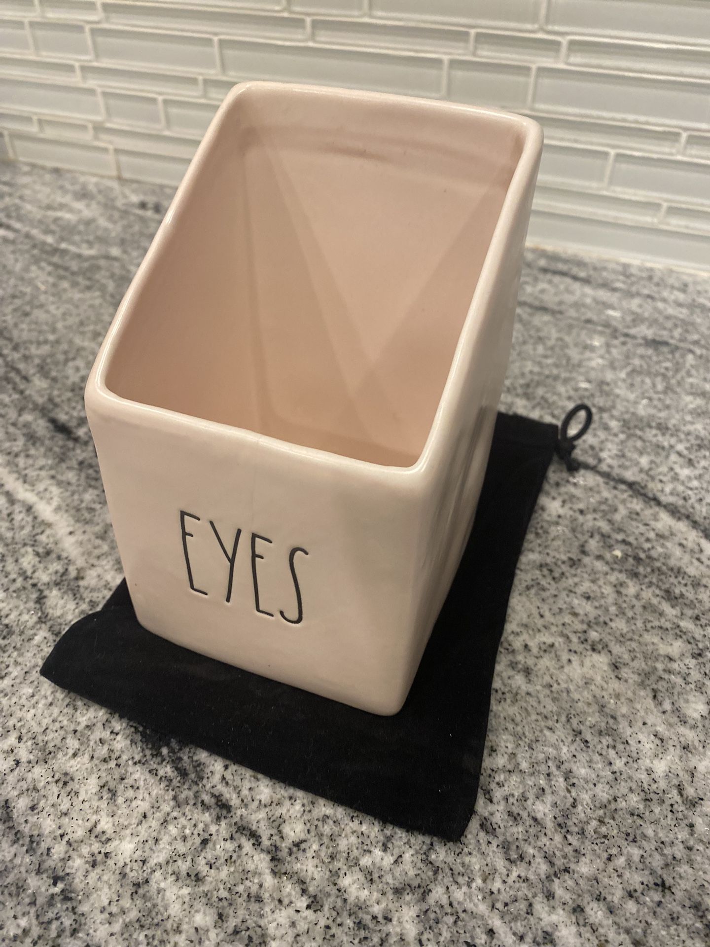 Rae Dunn “eyes” Pink Cosmetic Brush Container 