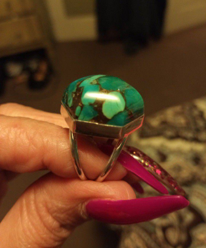 925.Silver. Real Turquoise Ring Size 7