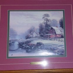 Thomas Kinkade Print (Sunset At Riverbend Farm)