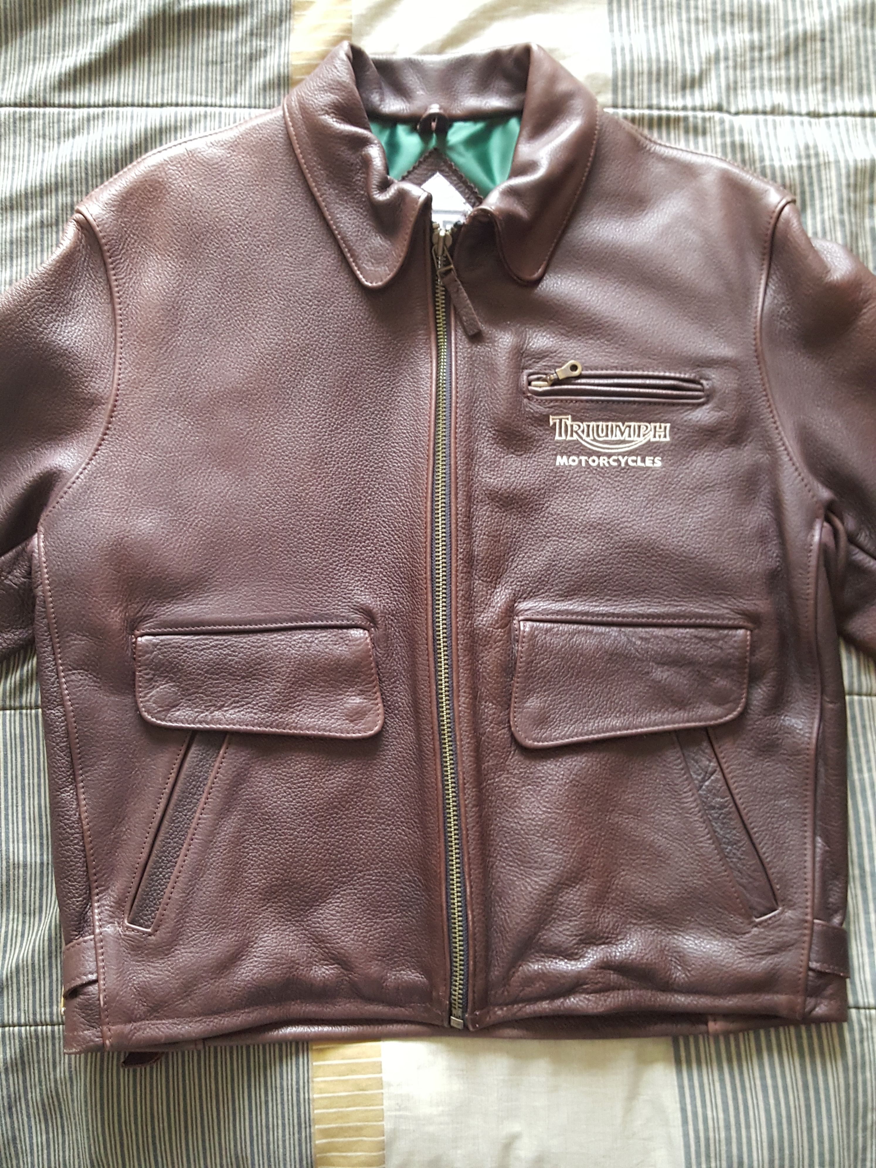 Triumph motorcycle brown leather jacket size 44