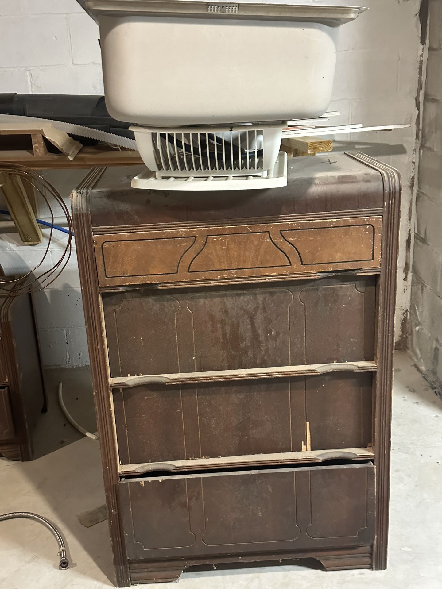 Antique table chairs. bench Dressers