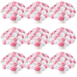 Tigeen 100 Pcs Hydrangea Artificial Flowers Bulk 7.48 Inch Artificial Hydrangeas With Removable Stems Faux Flowers Wedding Decor For Home Garden Party