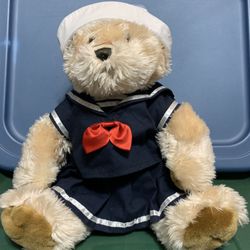 Large Stuffed Teddy Bear With Sailor Dress On