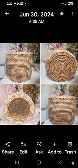 1930s  54" Oversized Handwoven Coiled Floor Basket African Folk Art Storage Basket