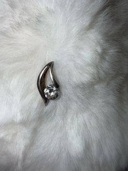 Silver Tone Pendant with Round Clear Stone