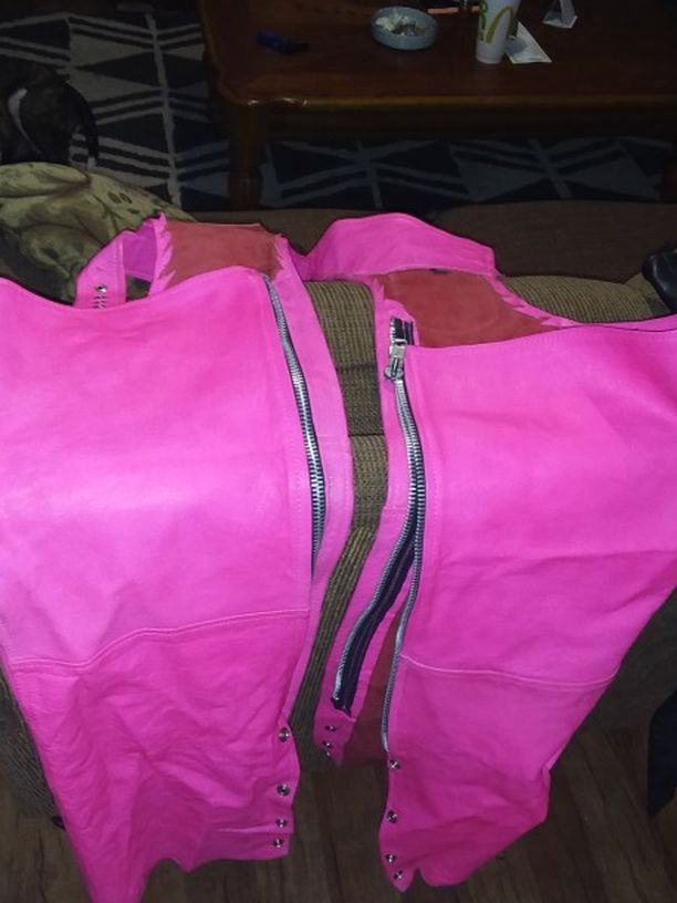 Frontier Hot Pink Leather Motorcycle Chaps Size9