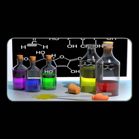 License Plate Novelty Car Front Chemistry School Color Bottles 3D