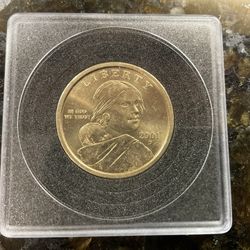 Sacagawea One Dollar Coin 2001 (Rare) in mint condition, encased and restored