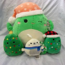 Squishmallow Christmas Lot- 12" Maritza- 4" Lucille-  6" Carol & Andy Xmas Trees
