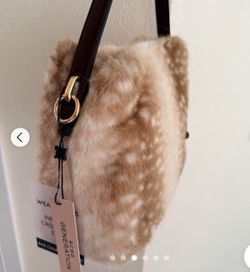 BCBaG brown faux fur handbag with chain strap