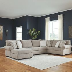  Baranello - Stone - Left Arm Facing Corner Chaise, Armless Loveseat, Right Arm Facing Sofa with Corner Wedge Sectional 