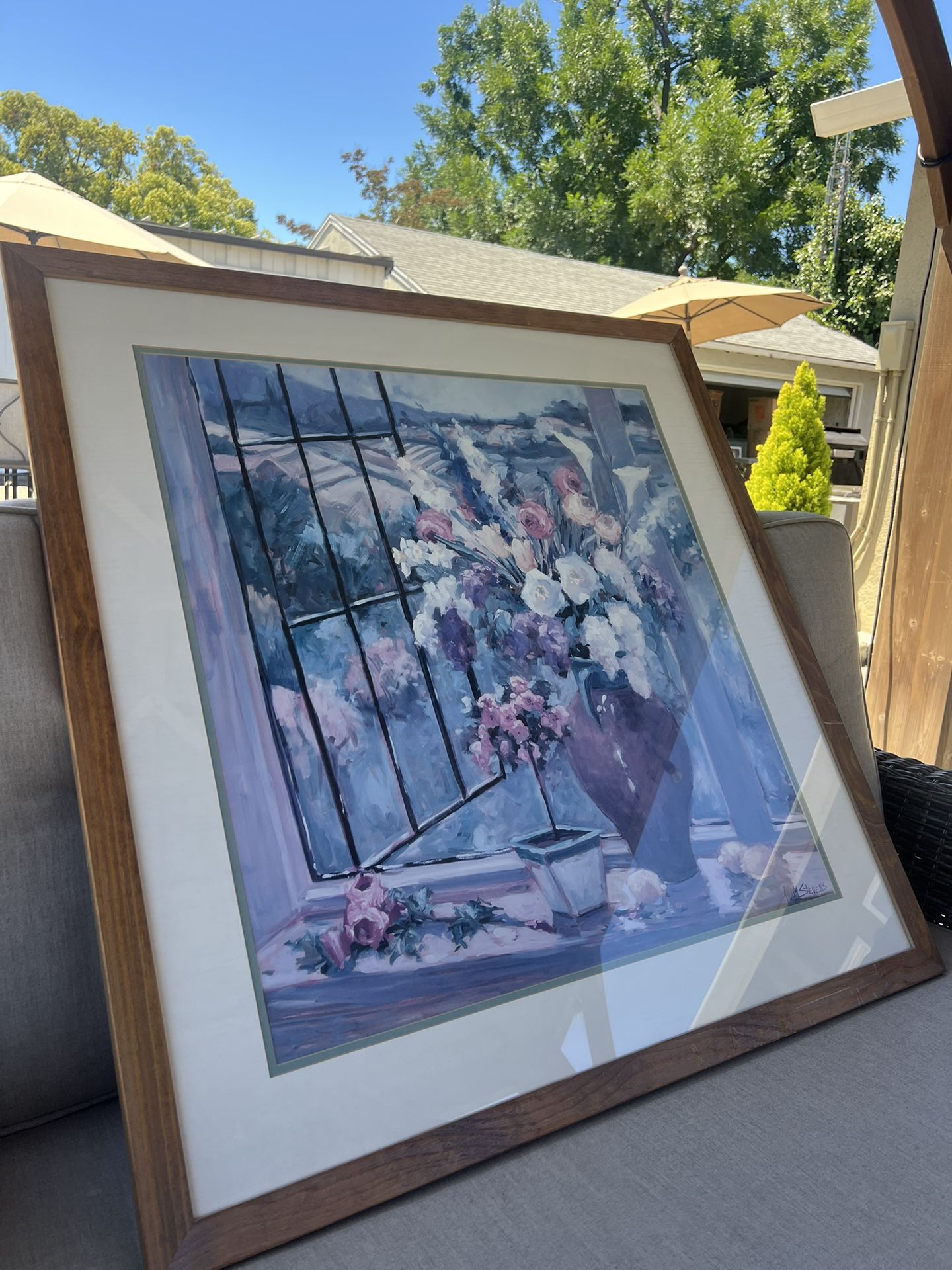 Allayn Steven’s (20th Century) “Vase of Flowers Scene” Print - Framed