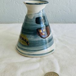 Ann McNulty Enniskillen Irish Studio Pottery bud vase Graphic Pastel Abstract Modern