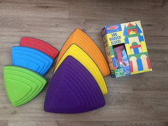 Gonge Stepping Balancing River Rocks & Melissa Doug Wooden Blocks
