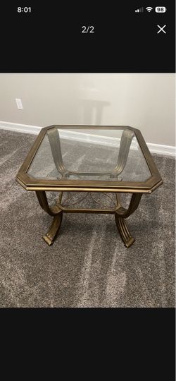Brass glass end table