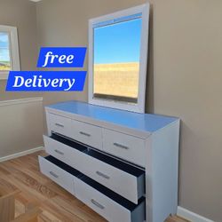 White Dresser And Mirror 