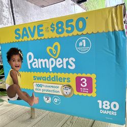 🍼🐣 New unopened box PAMPERS  Swaddle Stage 3  180ct