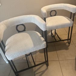 Set of Modern, Upholstered Bar Stools