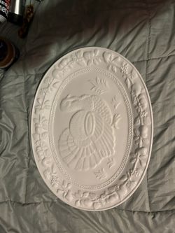 1980’s vintage turkey serving platter in white 19” ceramic