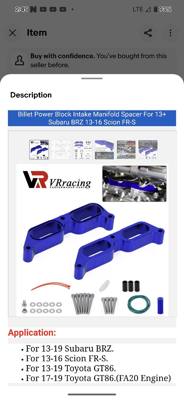 Go Fast Bits Subaru BRZ , Ae86 , Toyota Gt86 Years 13'-19'