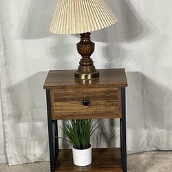 Compact Nightstand / End Table with Lamp READ DESCRIPTION & SEE PICS
