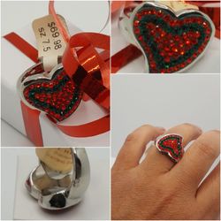 Steel Revolt Ring, Cz DIA, Sz 7.5 New with tag, Stainless Steel, Solid vintage Ring.
